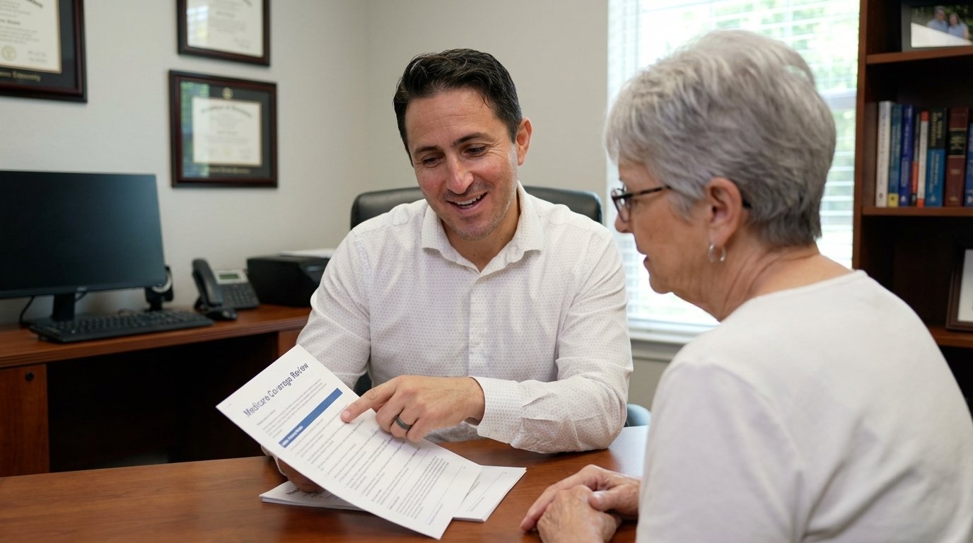 Independent Medicare broker providing a clear honest Medicare coverage review to a senior client